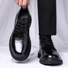 British Style Thick Bottom Flat Platform Shoes Men's Oxfords Spring Fall 2026 Square Heel Soft Leather Shoes Security Work Shoe