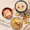 2 Piece Unbreakable Double-layer Rice Bowl 304 Stainless Steel Soup Bowl  Kindergarten