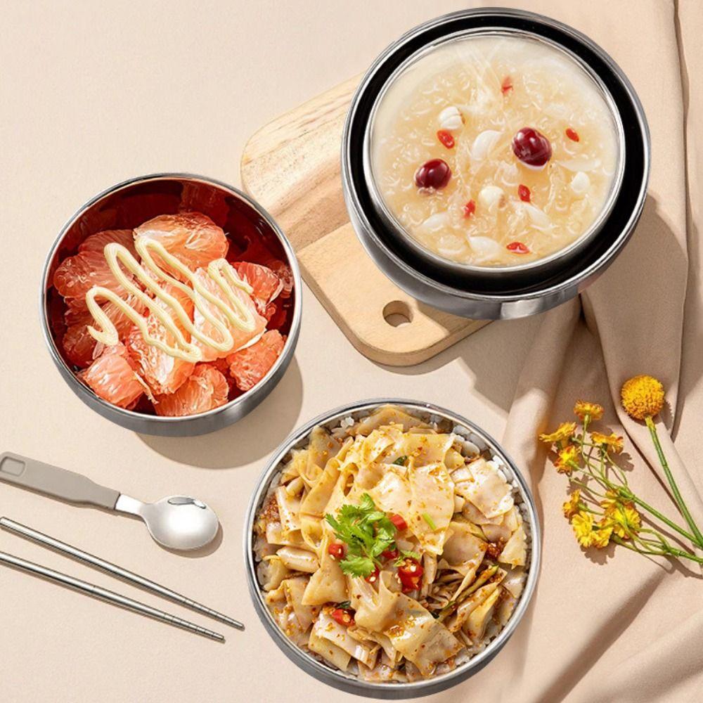 2 Piece Unbreakable Double-layer Rice Bowl 304 Stainless Steel Soup Bowl Kindergarten