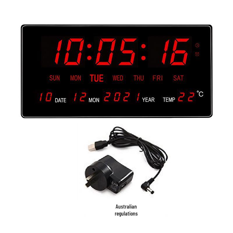 Smart LED Wall Clock with Large Digital Screen, Temperature Display, and Perpetual Calendar