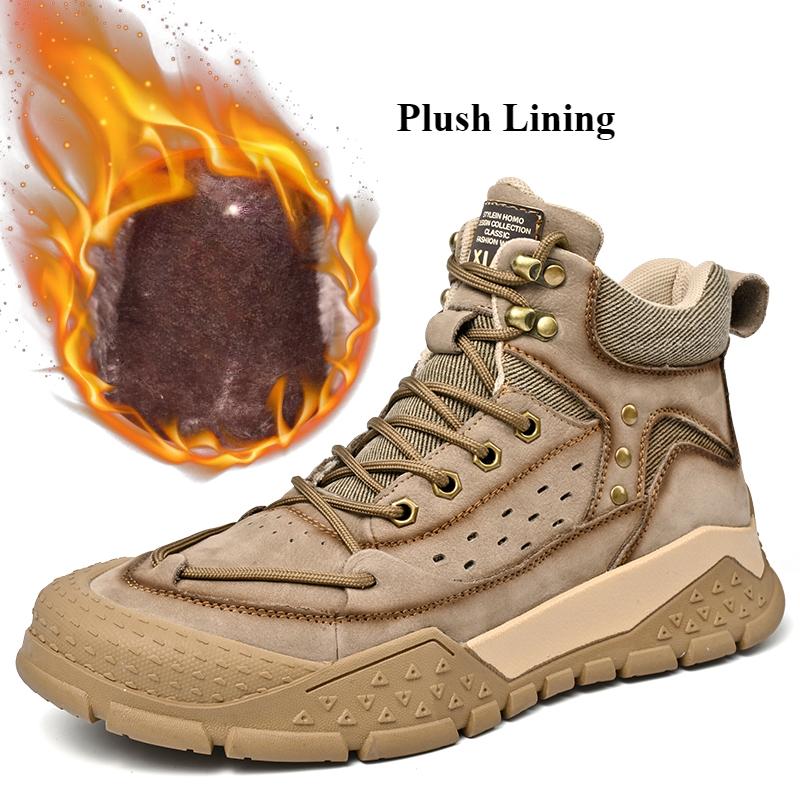 

Мужские ботинки для активного отдыха с высоким верхом и нескользящей подошвой для походов на осень и зиму 43 светло-коричневого