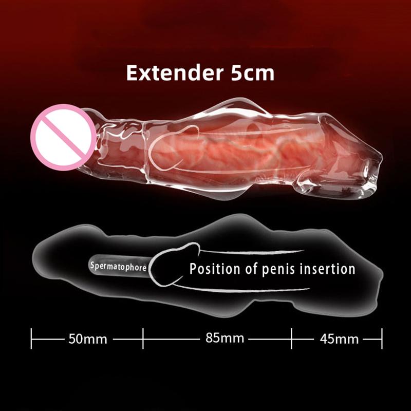 Penis Extension Sleeve Extender 5-8cm Reusable Condoms Soft Delay Ejaculation Penis Extender Dick Sleeve Adult Sex Toys for Men