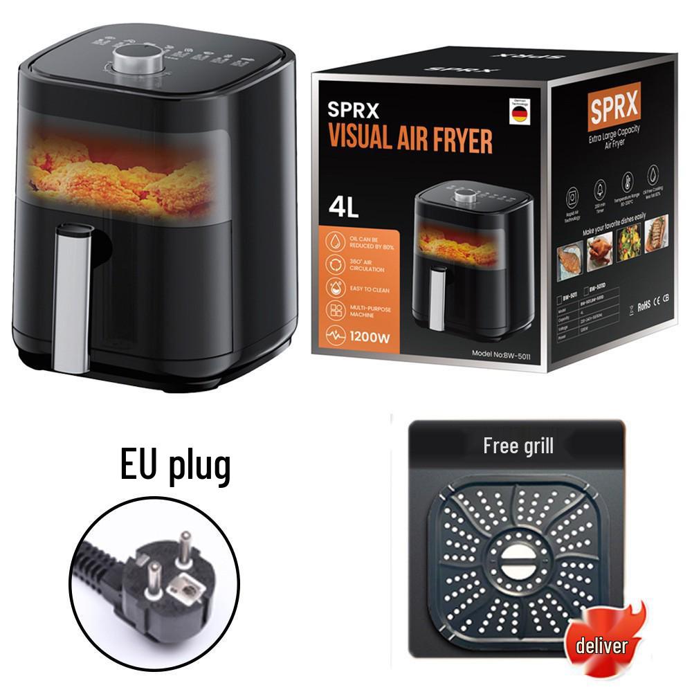 Large Capacity Visible Air Fryer - High Power Electric French Fry Maker for Home Use, Oil-Free Cooking