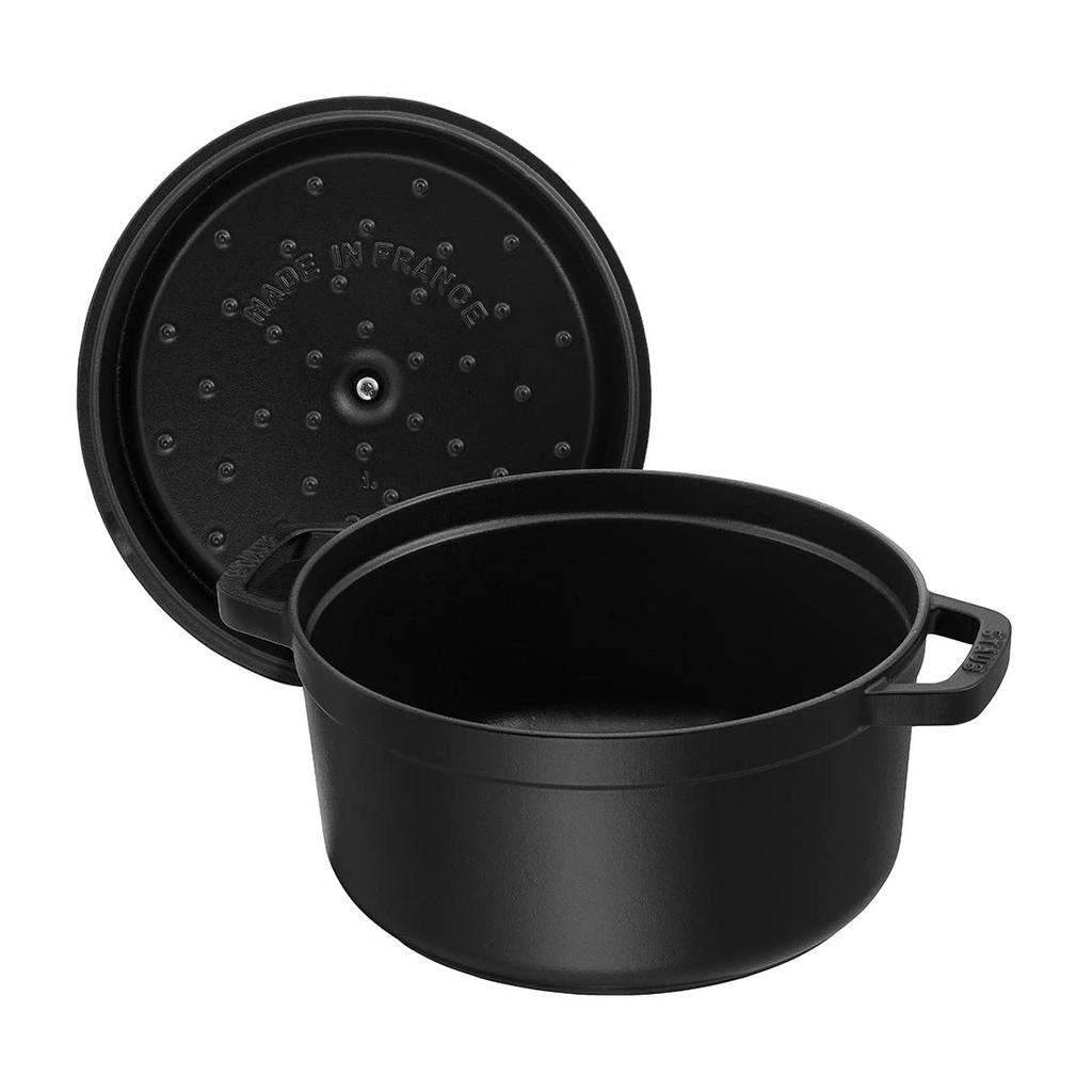 Staub Cocotte Round Black Both Hands Enamel Pot IH Compatible Japanese La Cocotte Round "Pico 28cm" [Authorized Product] 40500-281