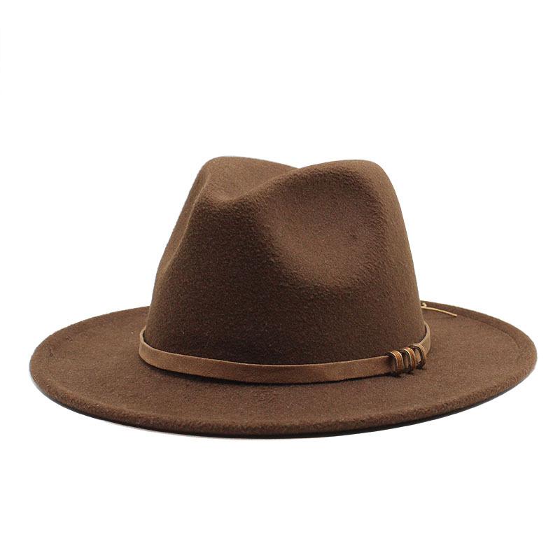 Britse Retro Hoge Hoed Trendy Vilthoed Wollen Platte Rand Jazzhoed Heren- en Dameshoeden