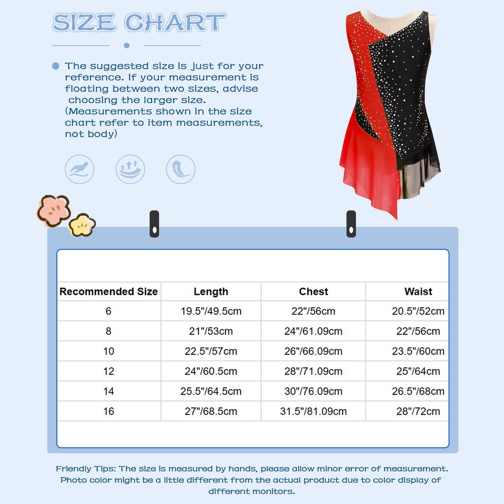 Girls Modern Lyrical Dance Dress High-Low Tulle Split Rhinestone Ballet Gymnastics Leotards Figure Skating Performance Costume