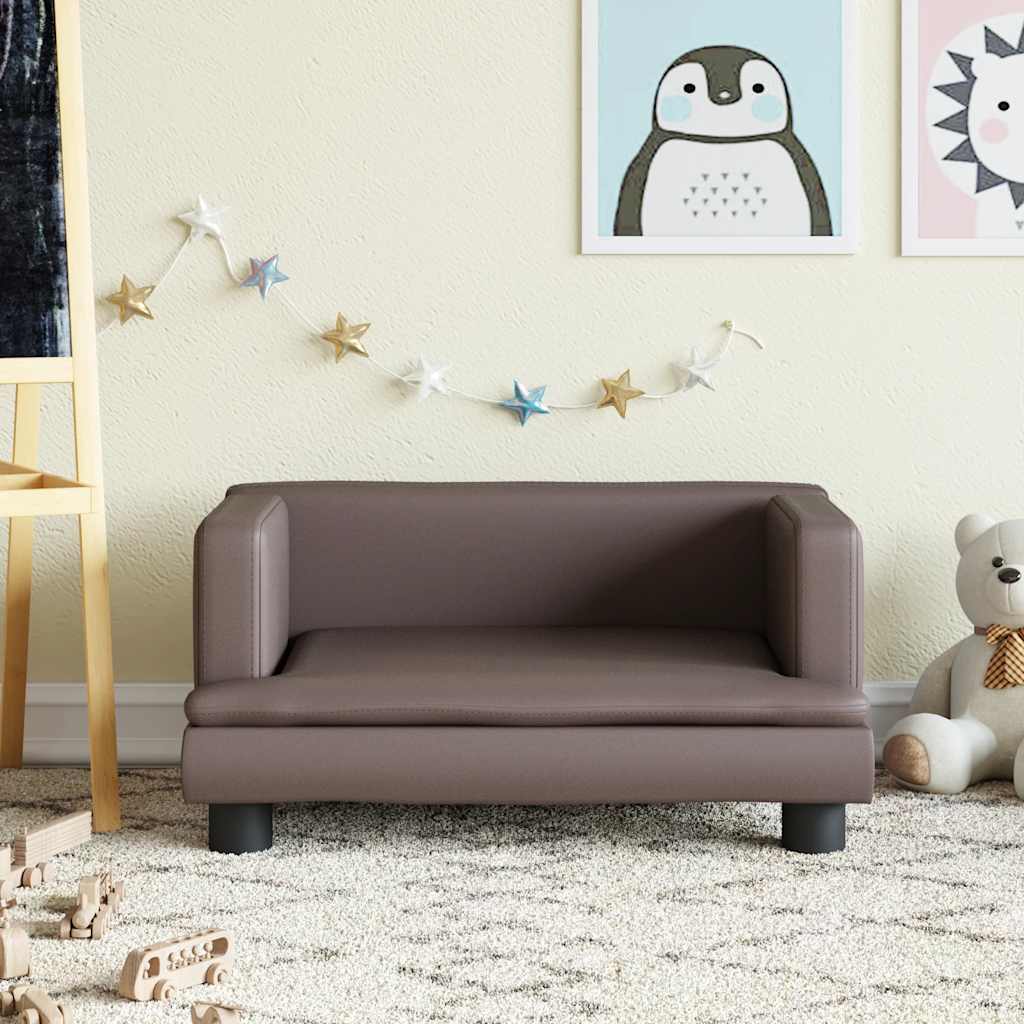 Kids Sofa Brown 60x40x30 cm PU Leather