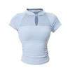 Chinese Style Quick-Dry Yoga Top: Short Sleeve, Side Ruched, Slim-Fit with Chest Pad for Fitness