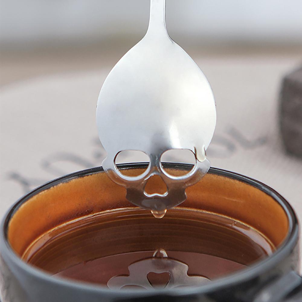 Stainless Steel Skull Coffee Spoon Creative Stirring Tea Spoon Dessert Sugar Spoon for Kitchen Bar Tableware
