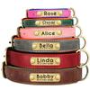 Personalized Dog Collar Leash PU Leather Dogs Collars Pet Rope Engraved Pet ID Name Necklace for Small Large Dogs Soft Padded