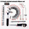 New 46-Piece Car Repair Tool Kit with 1/4" Ratchet Wrench&Socket Set,Portable Compact Toolbox for Emergency Roadside Tire Repair