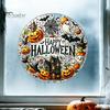Pumpkin Ghost Wall Stickers Halloween Stained Glass Style Static Window Clings, Waterproof PVC Bat Seasonal Home Accents Haunted House Decals,