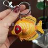 The First Layer Of Cowhide Small Red Fish Keychain Pendant, Locomotive Car Key Chain, Accessories Bag, Small Fish Pendant, Cute Tide