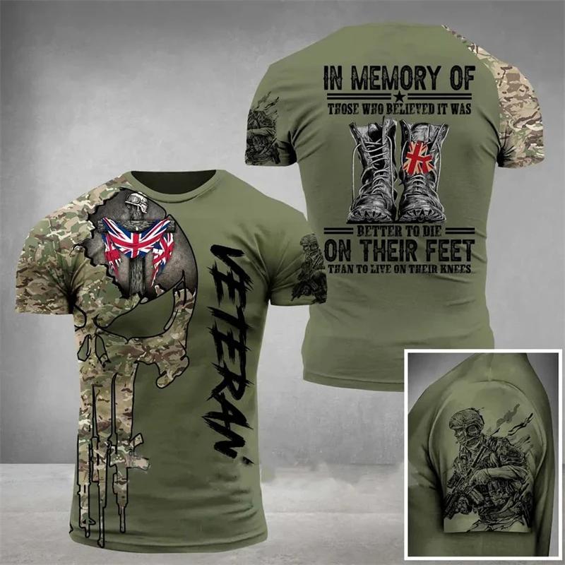 The UK Flag Camouflage T-Shirt For Men/Women 3D Print British Camo T Shirt England Veteran O-Neck Top Oversized Short Sleeve Tee