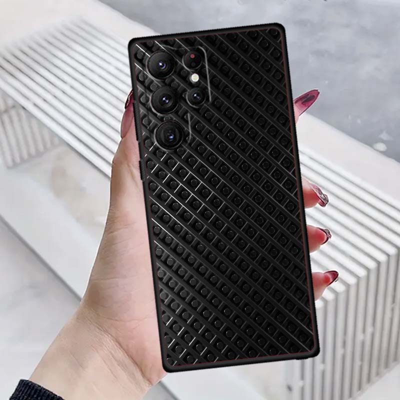 Black carved woven texture Phone Case For Samsung Galaxy S26 S25 S24 S23 S22 S21 S20 Ultra Plus FE 5G Black Soft TPU