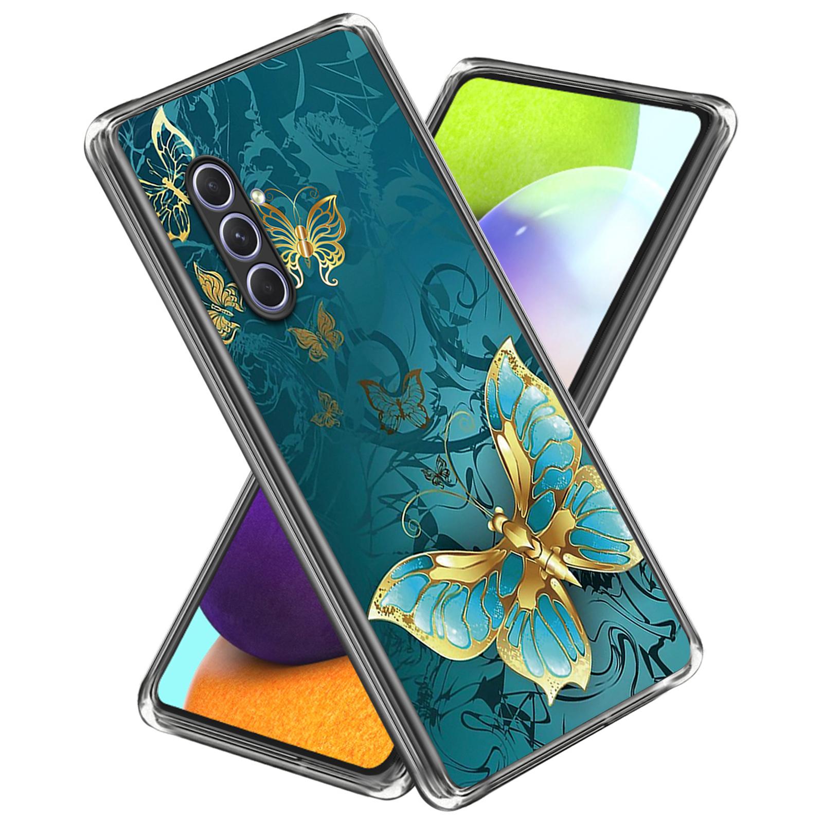 

For Samsung Galaxy A54 5G Case TPU Pattern Printing Protective Cover Golden Butterfly