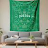 Vertical Tapestry Boston Celtics NBA Basketball Green Clover Line Art Wall Hanging Decor for Men Cave