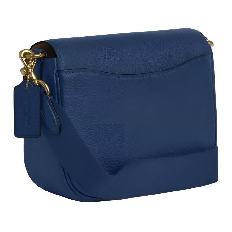 Coach Amelia 23 Gold Accessories Pebble Leather Saddle Bag Women Shoulder Bag Blue CP107-IMSMU