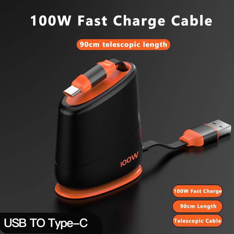 

VAORLO Телескопический зарядный кабель 100 Вт Super Charge Type-C - Type-C/8-контактный USB - Type-C для Huawei Xiaomi Быстрая зарядка Линия может быть вставлена USB to Type-C чёрный