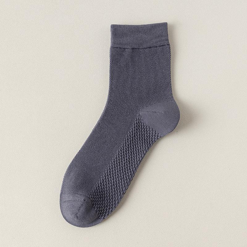 

Мужские летние тонкие хлопковые влагоотводящие дезодорирующие массажные носки-подследники из сетки 1 pair синий/серый
