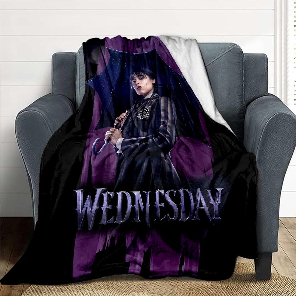 1pc Wednesday Addams Outdoor Blanket Lightweight Flannel, Soft & Warm, All-Season Use for Sofa, Outdoor, Camping, Living Room033