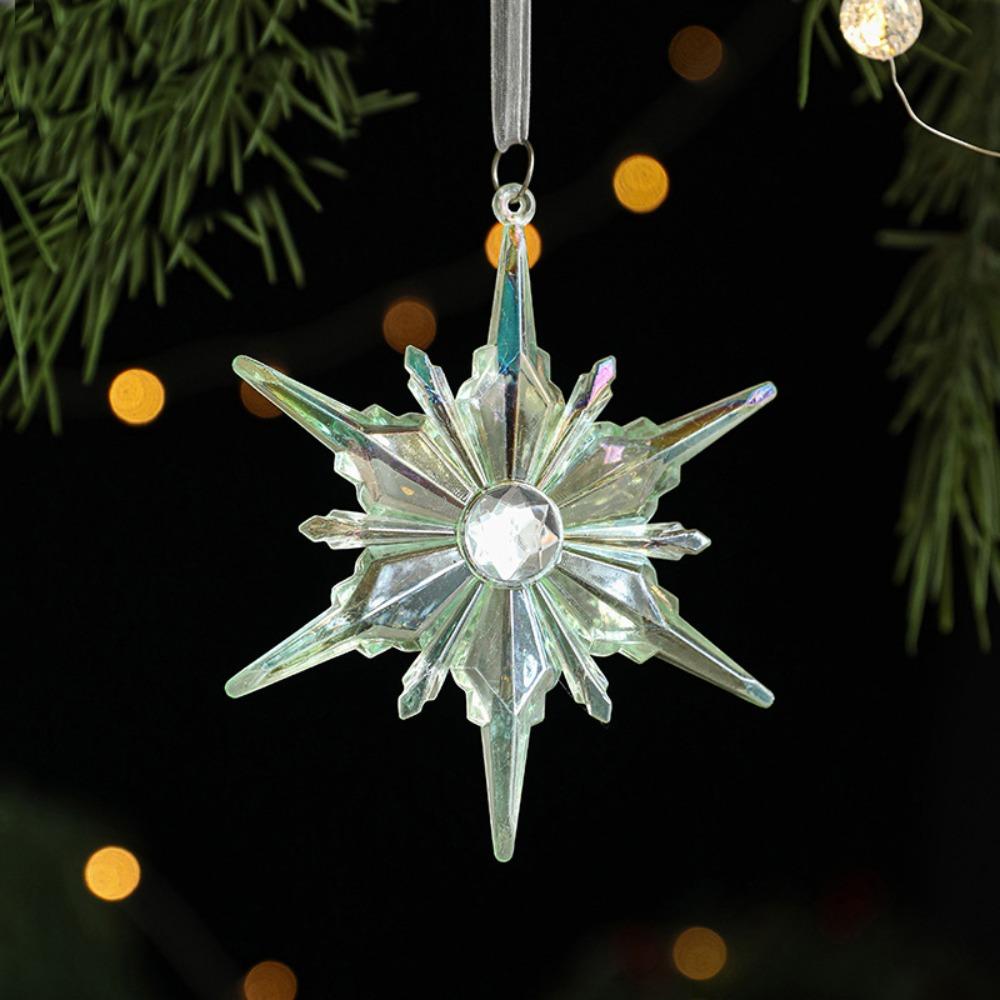 Shiny Christmas Tree Snowflake Pendant Acrylic Elk Xmas Ornament Hangging Party Supplies Christmas Tree Decorations New Year