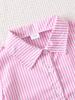 Trendy Girls' Pink Striped Shirt & Ripped Jeans Casual Set