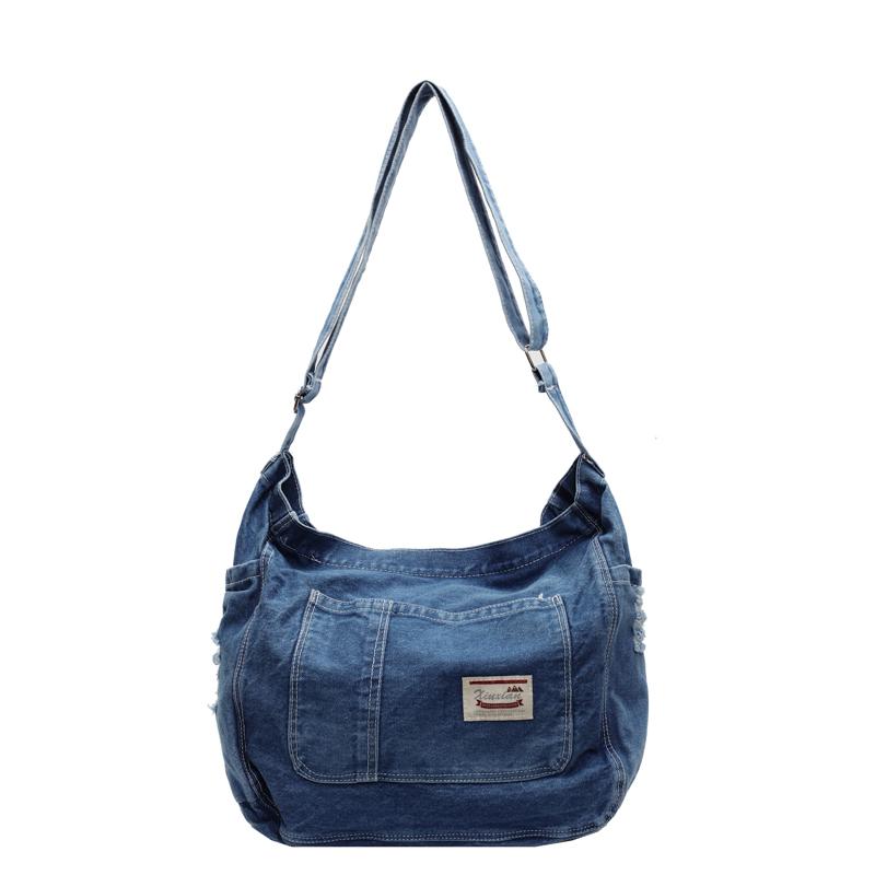 

Large Capacity 2026 New Youth Women s Crossbody Bags Commute Sewing Thread Denim Zipper High Quality Shoulder Bags