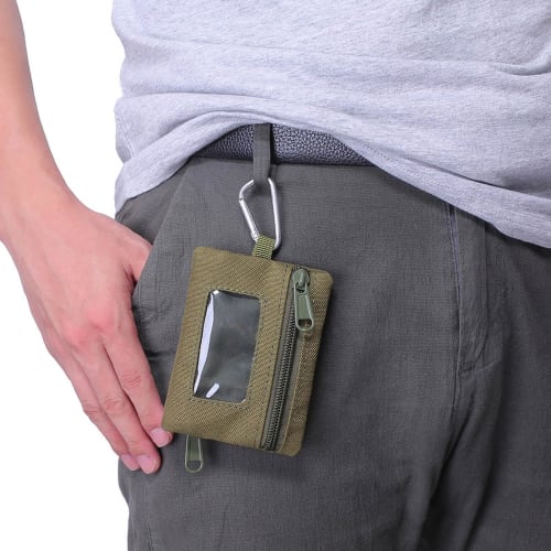 Tactical Molle Pouch Bag, Portable Storage Wallet with D-Ring Clip Attachment - Outdoor Organizer Gear Pouch, Key Card Case, Fanny Pack for Outdoor, R