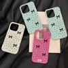 Black polka dot bow is suitable for iPhone17 Pro leather pattern mobile phone case 17 all-inclusive 15 large holes 16 soft case factory