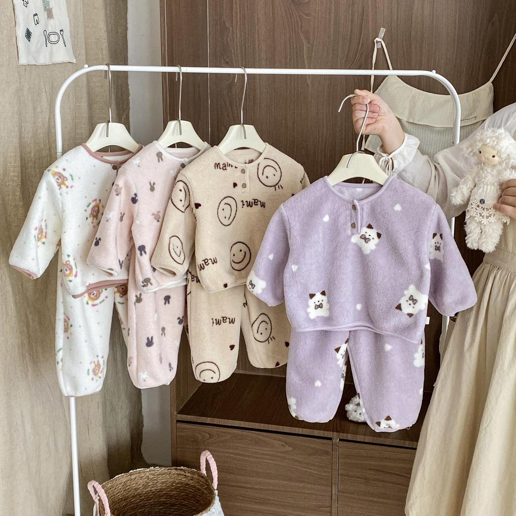 2025 Winter Children's Korean-Style Cartoon Pajama Set for Boys & Girls - Two-Piece