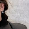 Heart-shape Drop Dangle Earrings Aesthetic Metal Ear Buckles Cherry Zircon Bear Rabbit Tassel Earring Asymmetry Jewelry