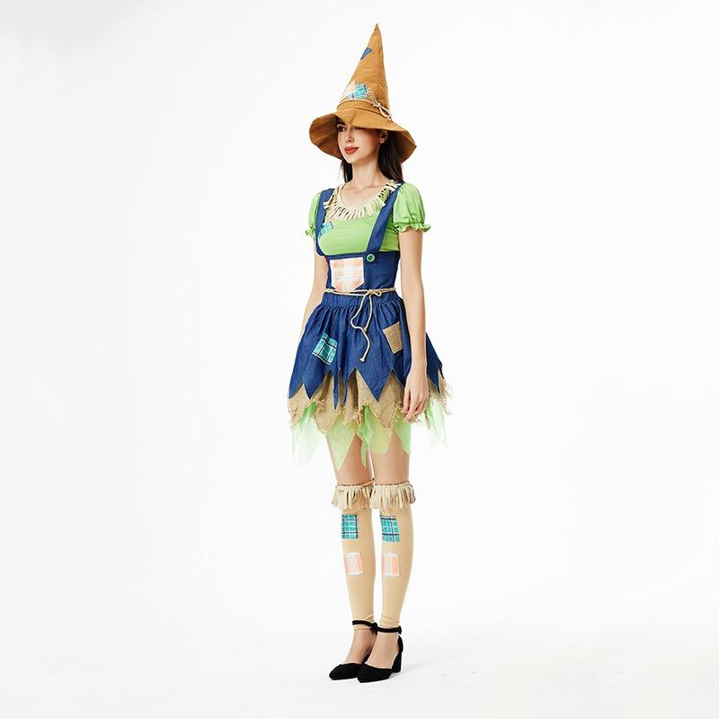 Halloween costume witch dress witch dress scarecrow funny dress up sexy show costume