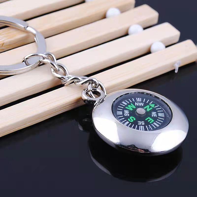 Metal Ship Steering Wheel Compass Keychain - Creative Gift with Laser Logo Option