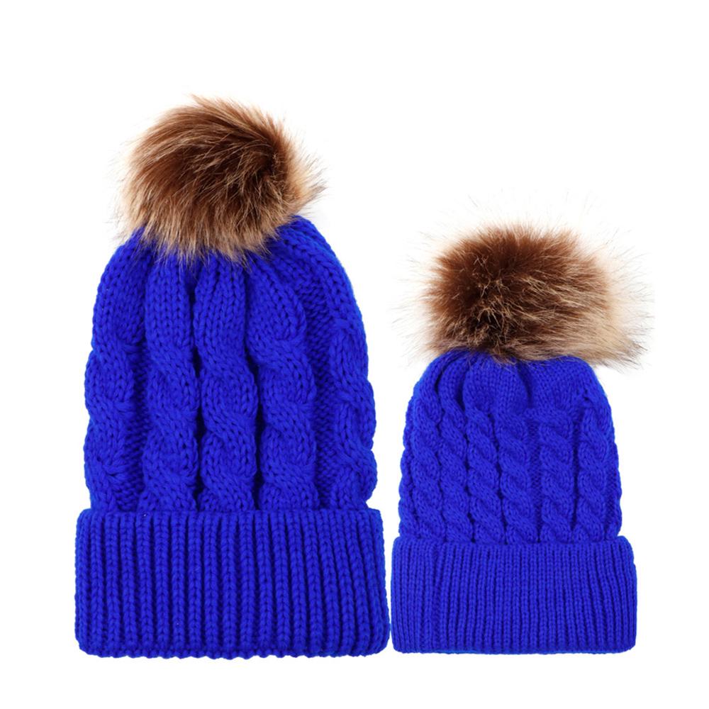 Winter Warm Women Knitted Crochet Wool Hat Hair Ball Earmuffs Caps Infant Toddler Kid Cute Hairball Beanie Cap