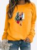 Autumn and Winter Women's Christmas Theme Printing Sweater Round Neck Long Sleeve Casual Sweatshirt Plus Size Top