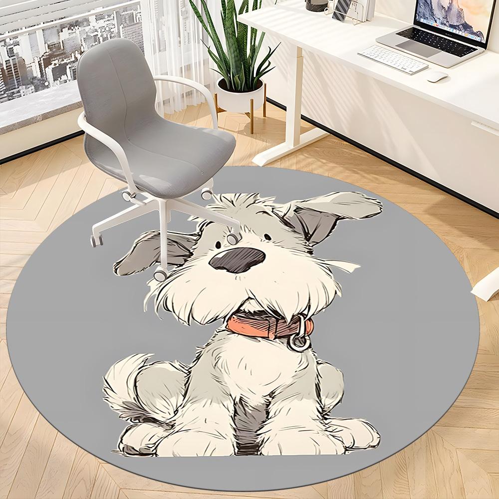 1pc Schnauzer Dog Office Round Rug, Non-slip, Soft and Durable Office Rug for Interior Decoration, Perfect for Office, Beautiful Decoration Yy26031201