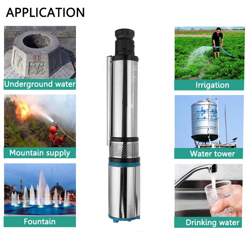 350W Solar Water Pump DC Screw Submersible Pump High Lift Stainless Steel Deep Well Pump Agricultural Irrigation