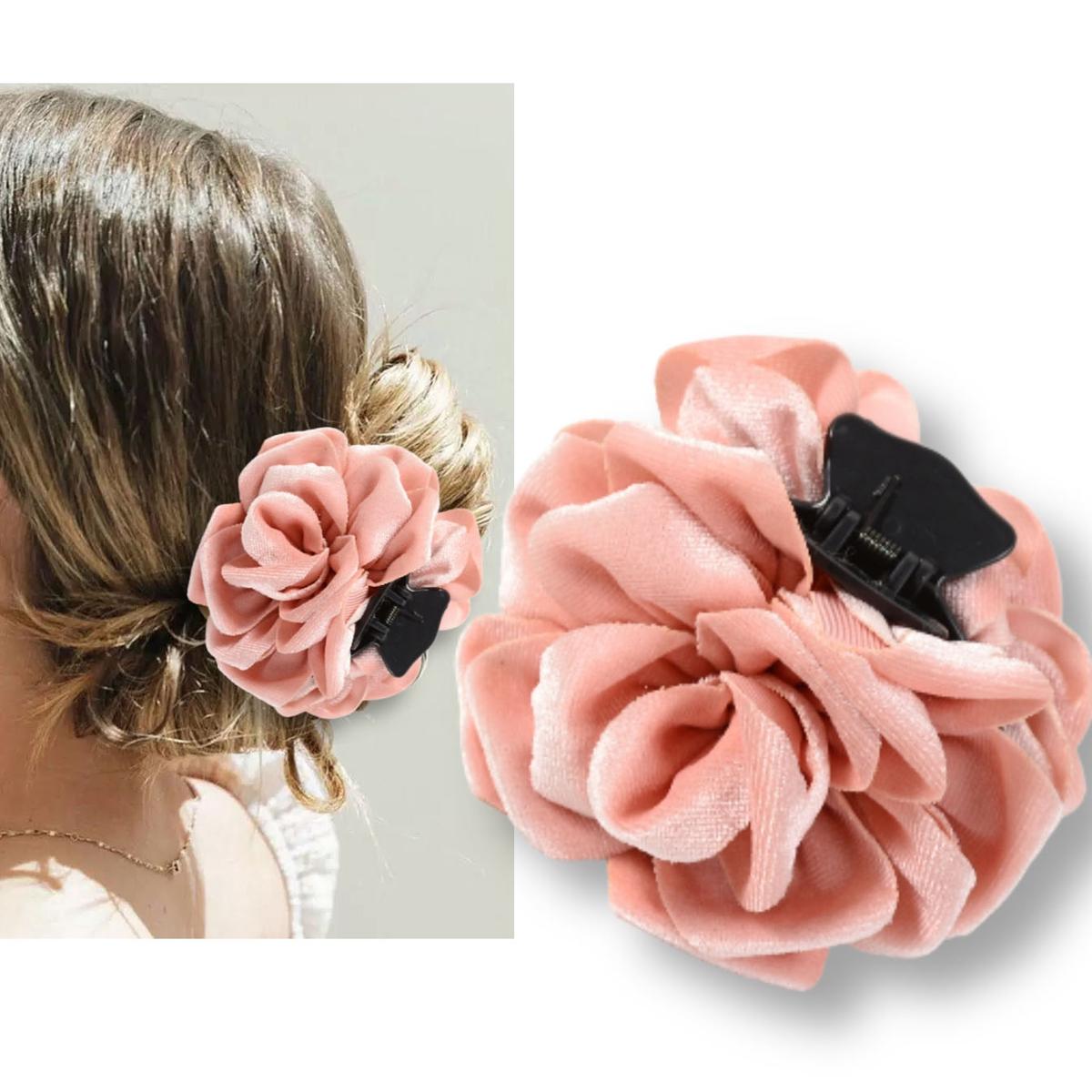1 Piece Fairy-Like Romantic Large Fabric Rose Hair Claw Clip for Back of the Head, Bun Hair Clip, Shark Clip, Hair Grabber Clip, Women s