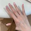 Luxury Shiny Zircon Rings For Women Girls Sweet Cute Metal Crystal Geometric Circular Finger Rings Wedding Jewelry Gifts