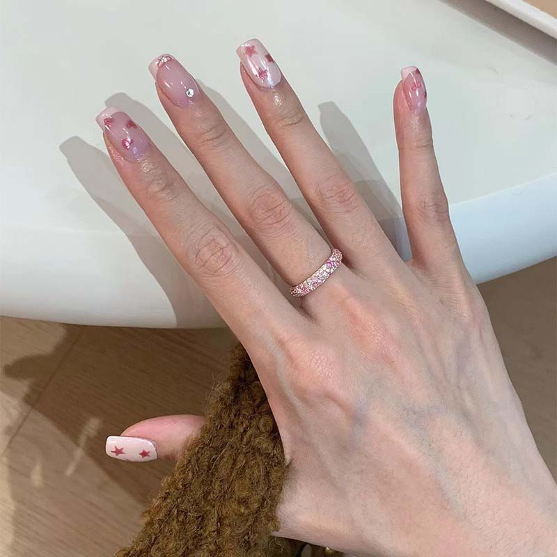 Luxury Shiny Zircon Rings For Women Girls Sweet Cute Metal Crystal Geometric Circular Finger Rings Wedding Jewelry Gifts