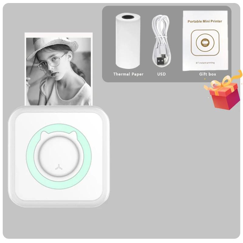 

1 шт. Портативный мини-термопринтер с беспроводной связью BT 203dpi для печати фотоэтикеток с неправильным вопросом с помощью кабеля USB Imprimante