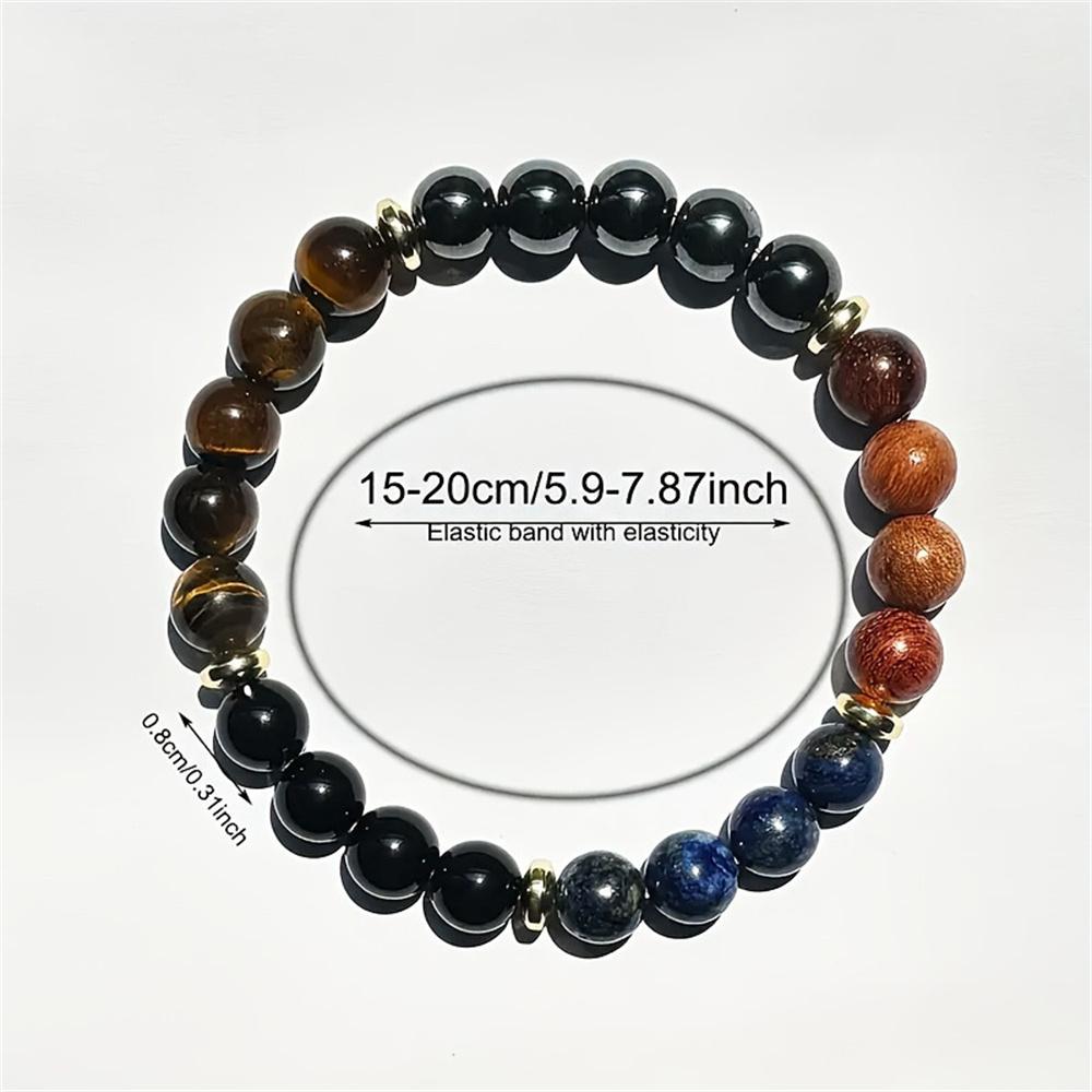 1pc/ Attract Wealth and Prosperity Bracelet with Tiger Eye Stone and Lapis Lazuli Natural Wood Beads Handmade Bracelet Men Women