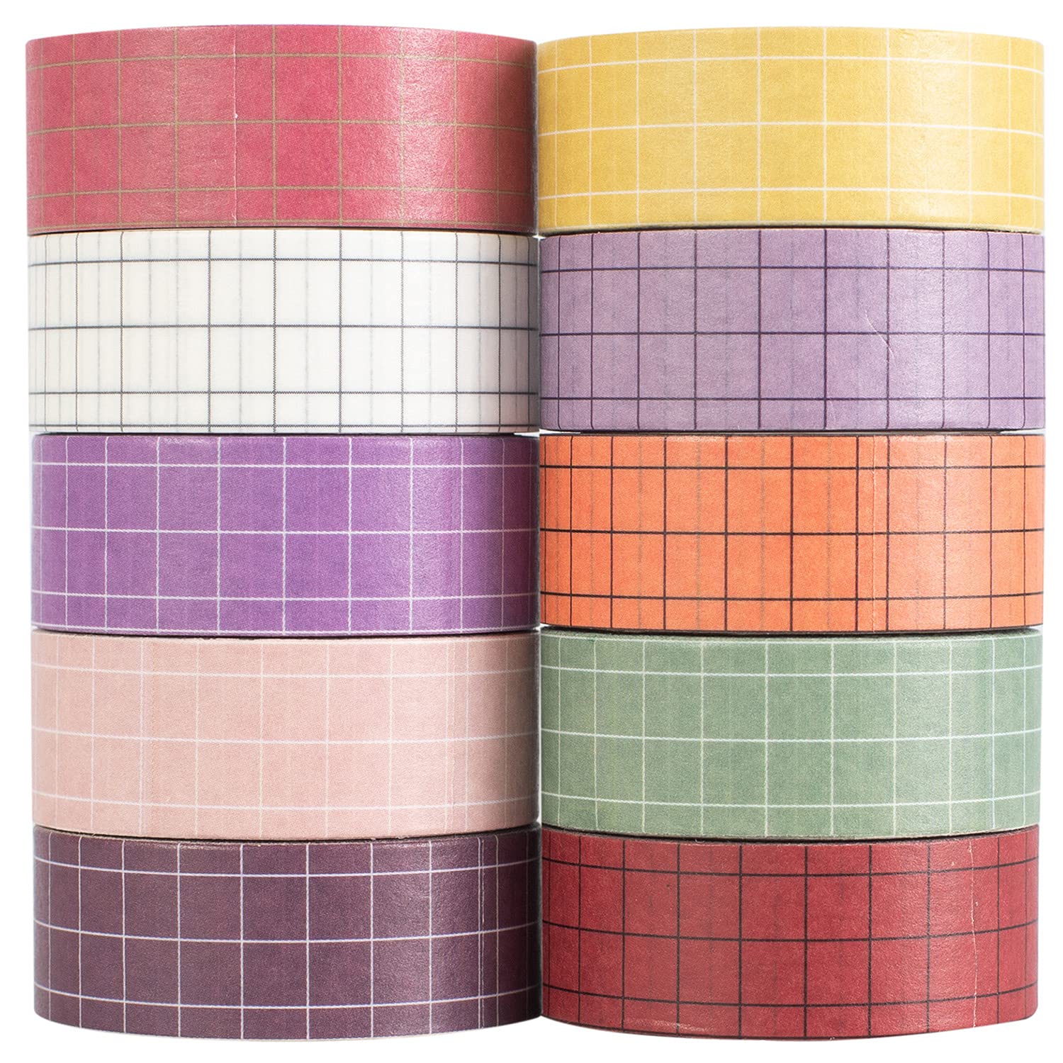 

Plaid Masking Tape Set of 10 Creative Colorful Washi for DIY Crafts Rolls, Tape, Women s Style, Packaging, (Tulip)