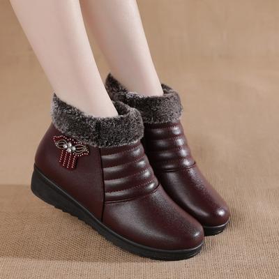 Pluche Fleece Laarzen Winter Warme Korte Katoenen Laarzen Waterdicht Antislip Platform Moeder Schoenen