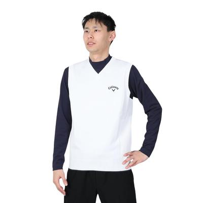 Men's V-Neck Knit Vest (One-Point Logo) / Golf / C23119100 1030_White LL