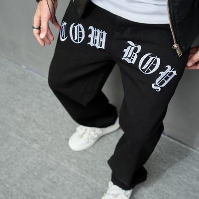 2024 Vintage Casual Jeans Męskie Luźne Spodnie High Street Szerokie Nogawki