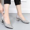Summer Fashion Loafers Genuine Leather Pumps Women Luxury Medium Heel High Heels Mesh Ladies Office Shoes Sandals