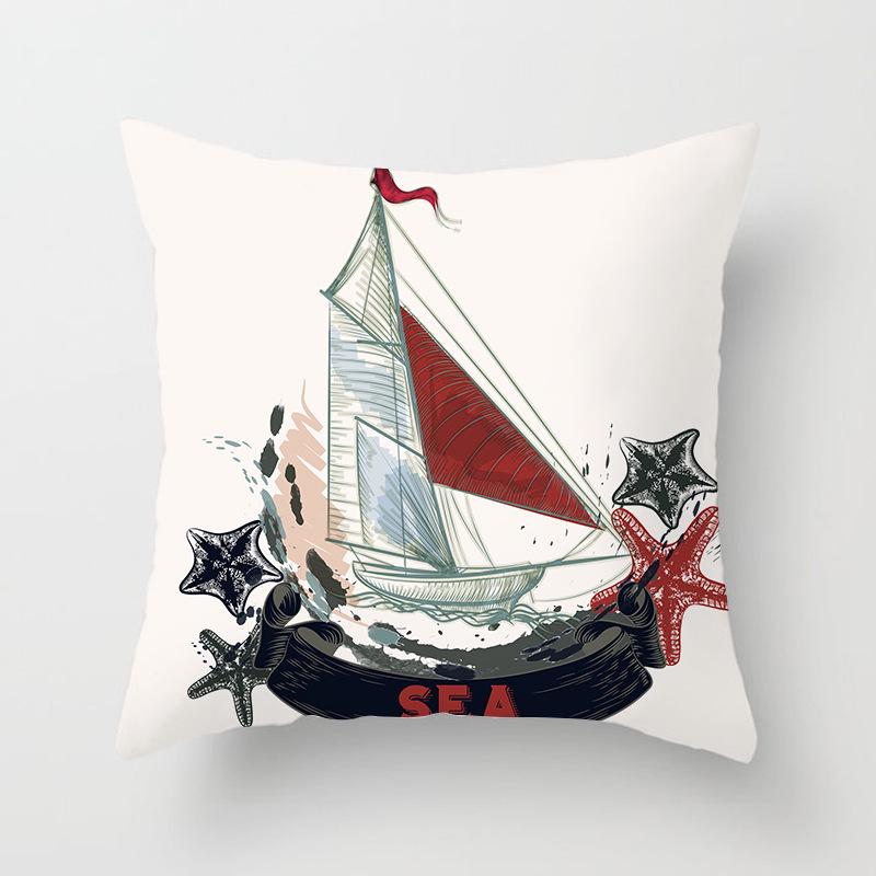 Ins Home Supplies Hand-painted Ocean Car Pillow Office Cushion Cover