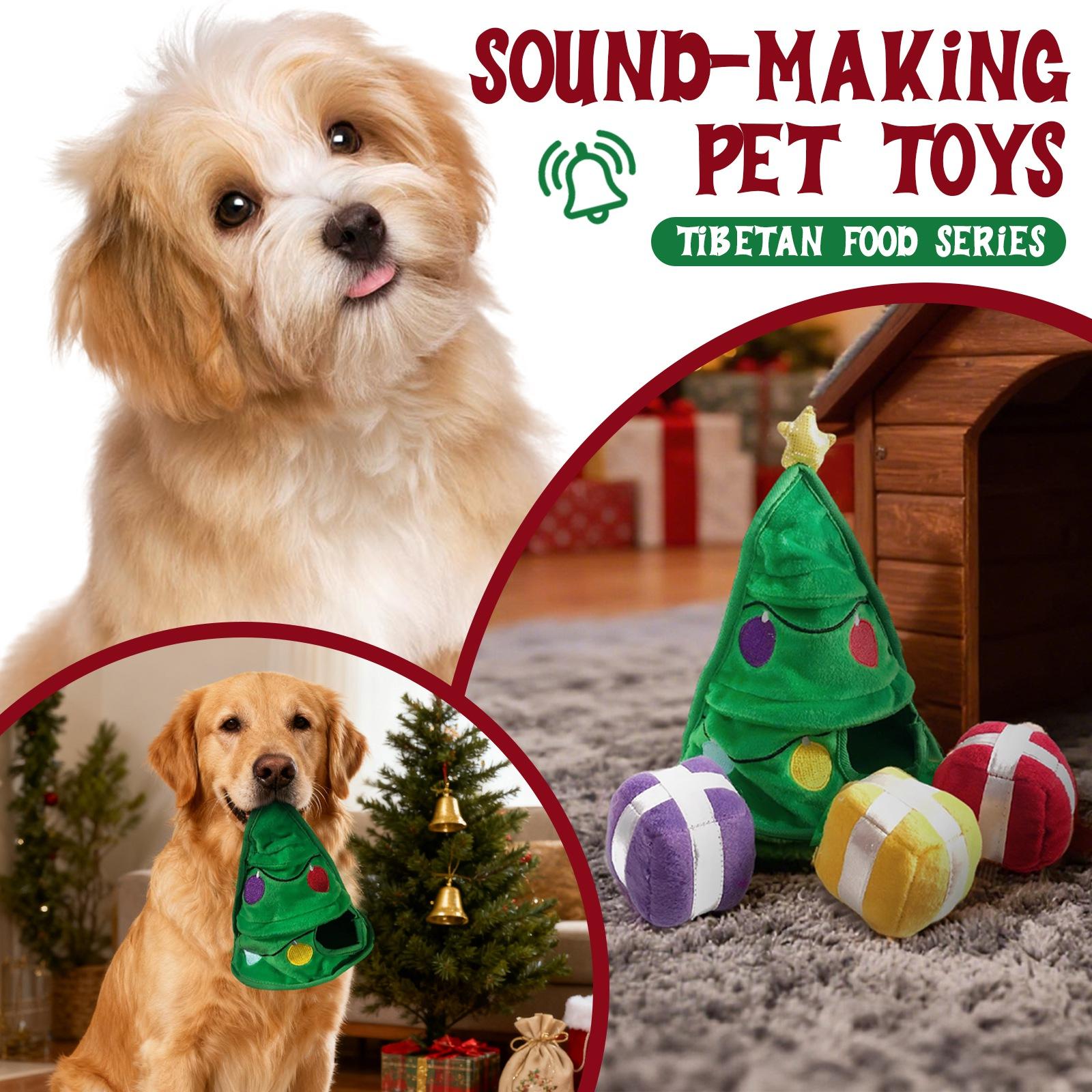

Cute Plush Dog Toys - Merry Woofmas Christmas Themed Solid Squeaker Chew Toy, Great For Puppies & Small, Medium, Large Dog Machine Washable One Size